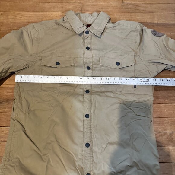 Eddie Bauer Men's Snap Button jacket Southwestern Fleece Lined Size L Tan - Picture 9 of 12